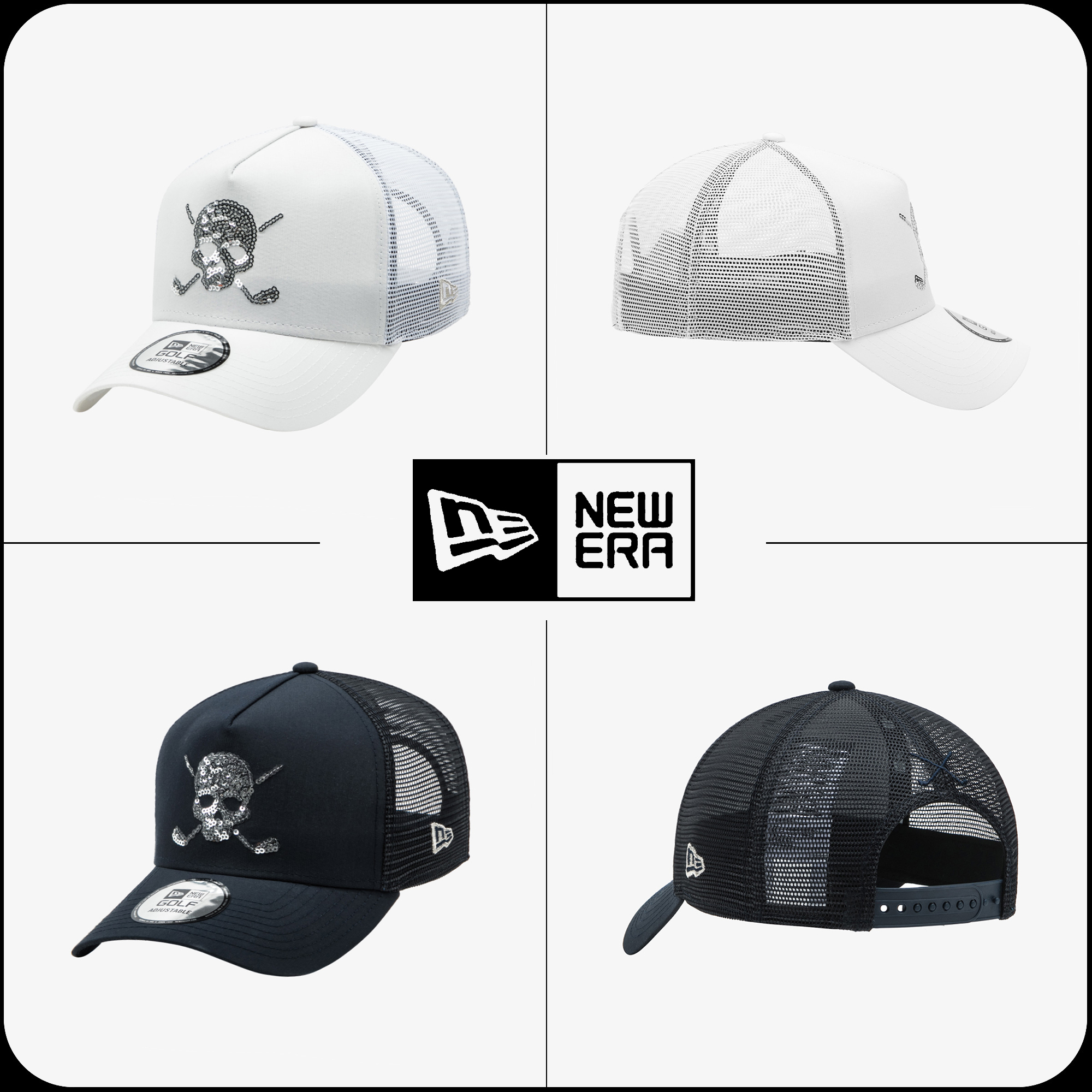 [New Era]★[GOLF]SHELTECH SKULL A-FRAME TRUCKER BALL CAP