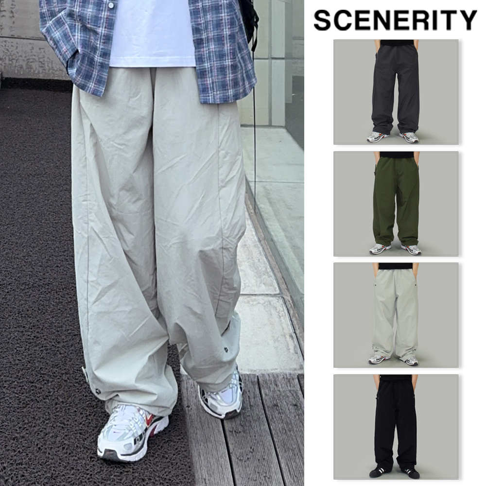 【SCENERITY】Snap button nylon pants