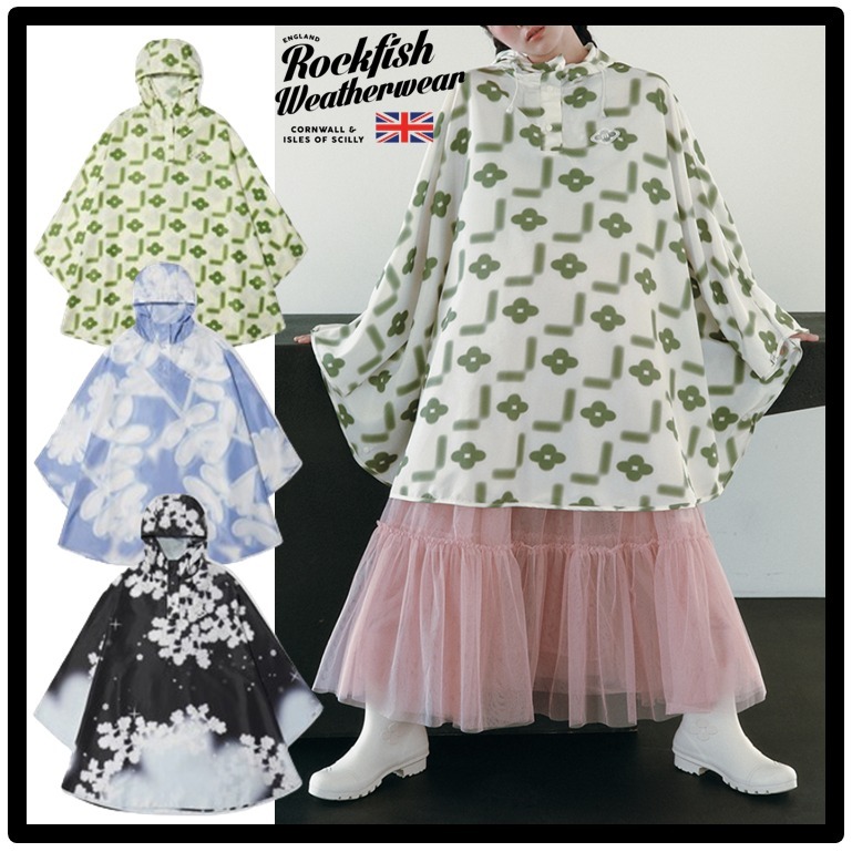 ☆Rockfish X MINJUKIM★FLORAL GRAPHIC PACKABLE PONCHO★