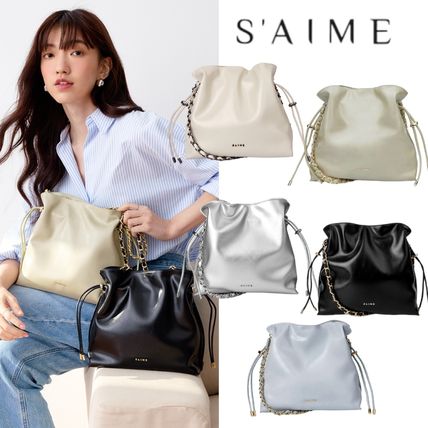 S’AIME♡ オシャレ ハンド ショルダーバッグ 送料込 追跡有☆S'AIME 本革 エレガント ショルダーバッグ ハンドバッグ