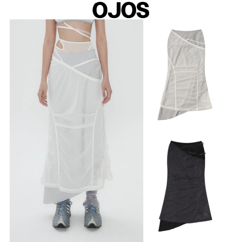 【OJOS】Layered Mesh Strap Skirt