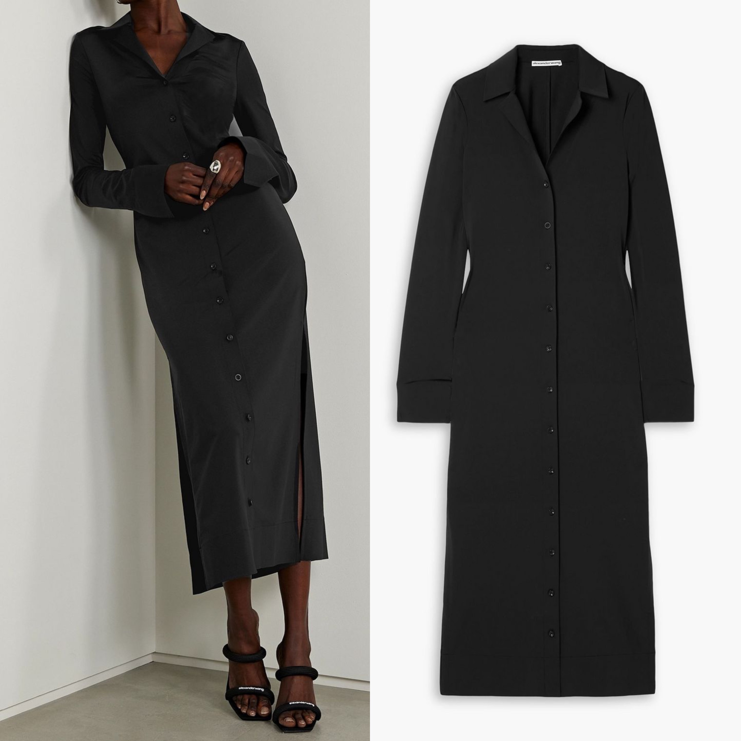 ALEXANDER WANG ストレッチジャージー ミディ丈シャツワンピース