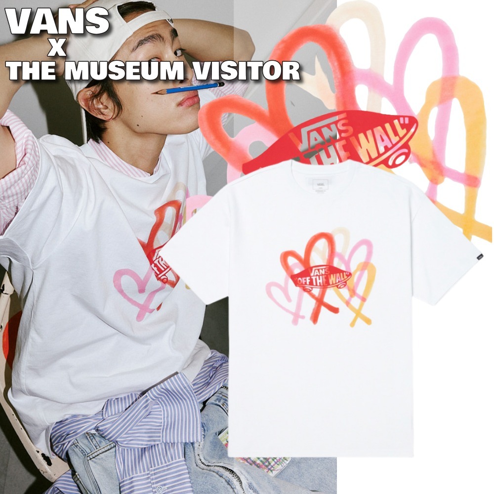 コラボ★VANS X THEMUSEUMVISITOR BIG HEART T-SHIRTS (WHITE)