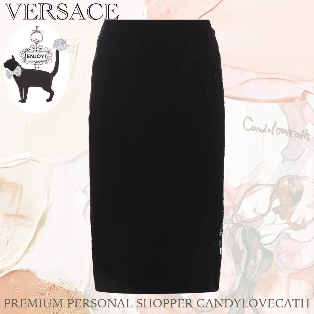 VERSACE ブラック ビスコース混 スカート