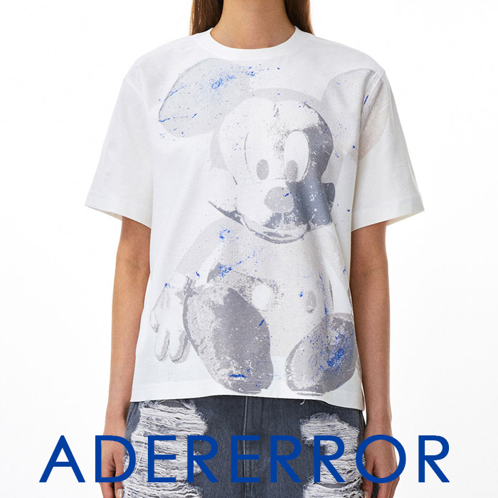 ADER ERROR アーダーエラー ミッキーマウス Tシャツ01 OFF WHITE