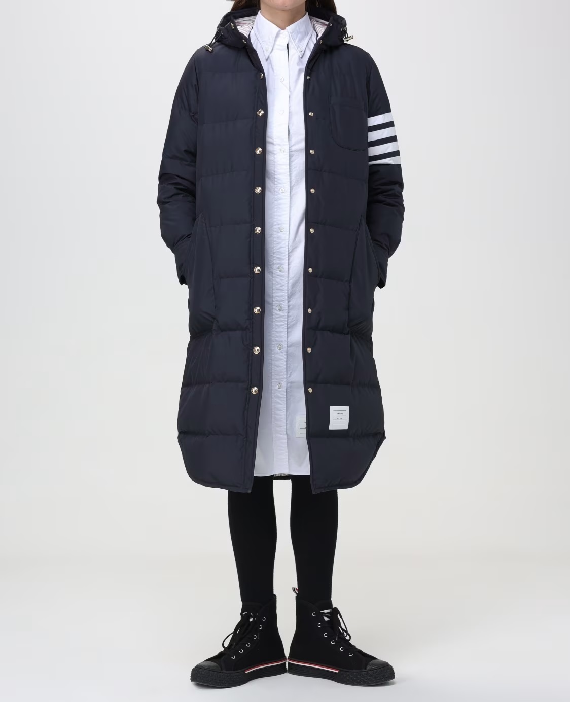 THOM BROWNE NAVY BLUE フェザー ダウン 4-BAR コート