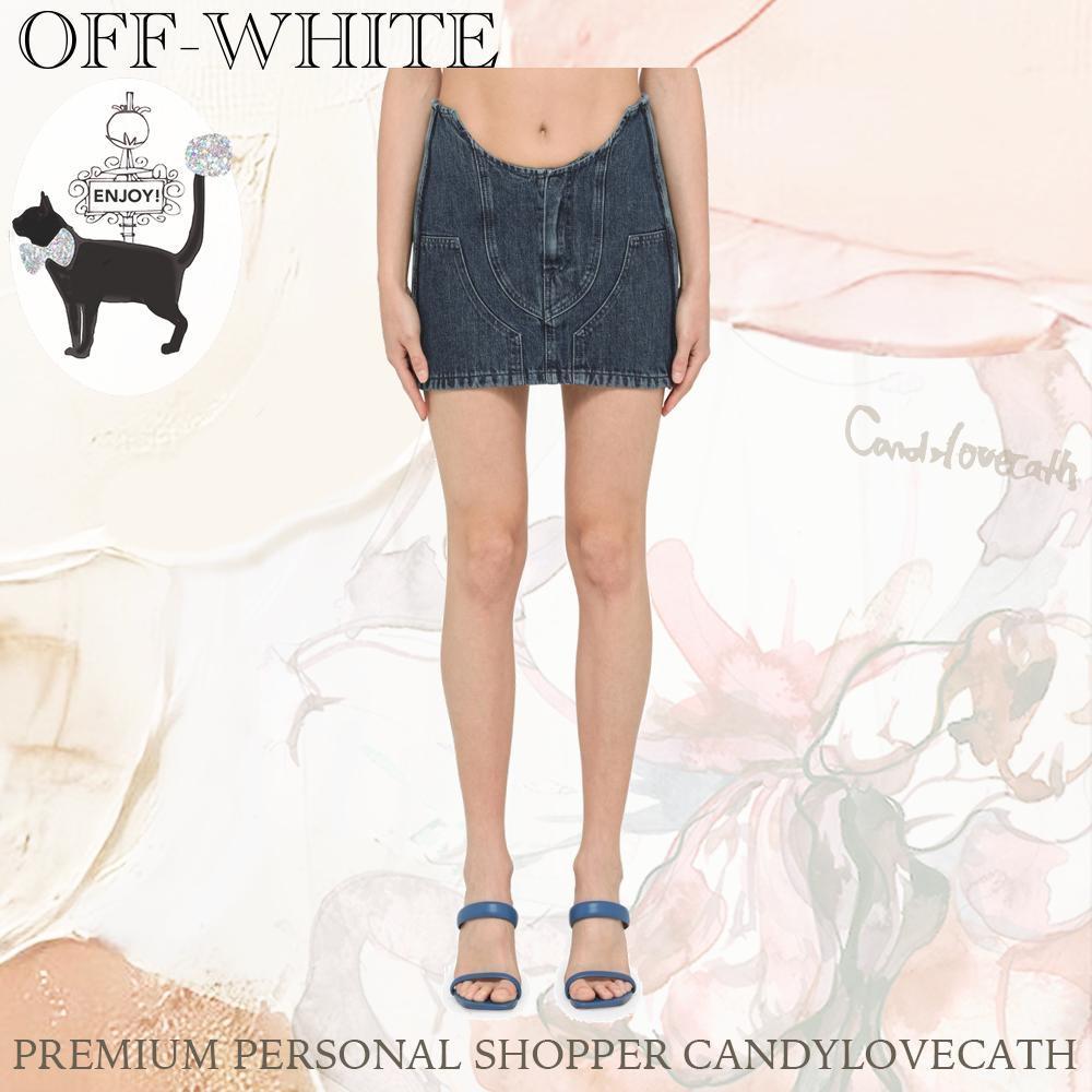 OFF-WHITE コットン混 デニム スカート