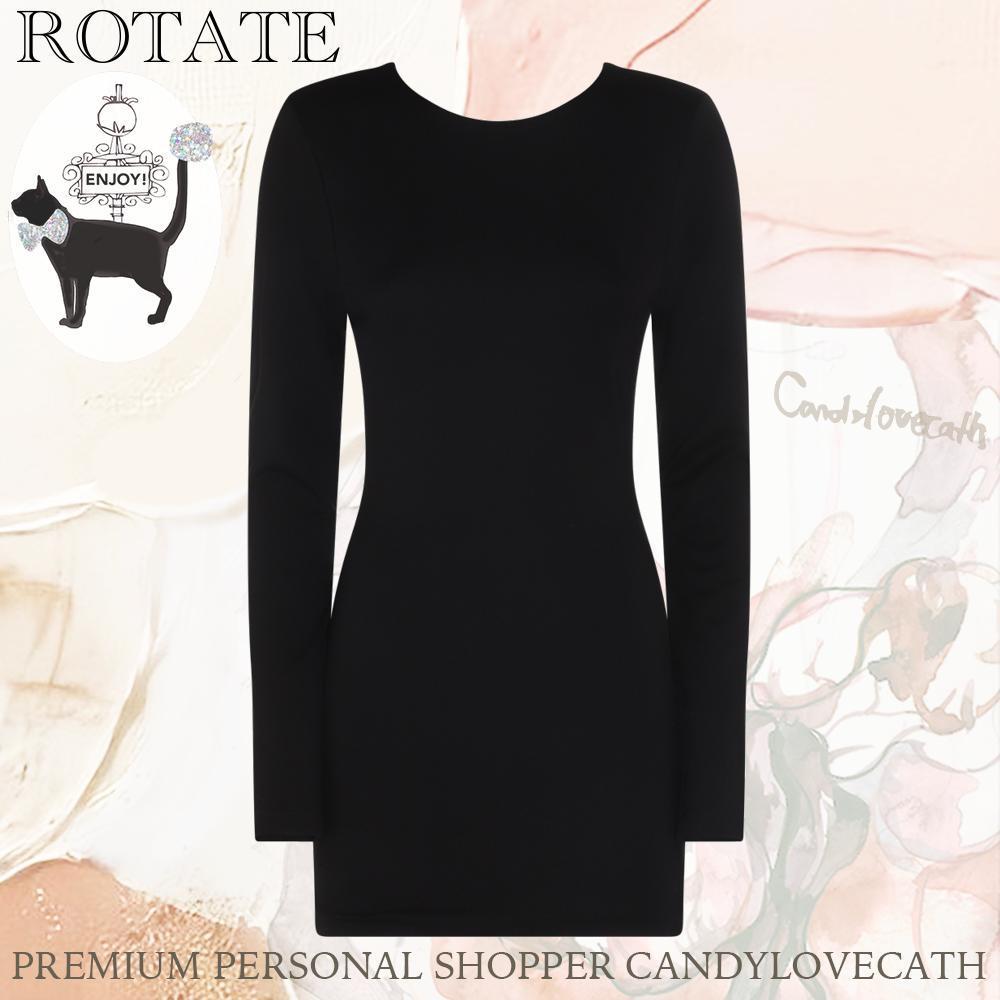 ROTATE ブラック ビスコース混 ミニドレス