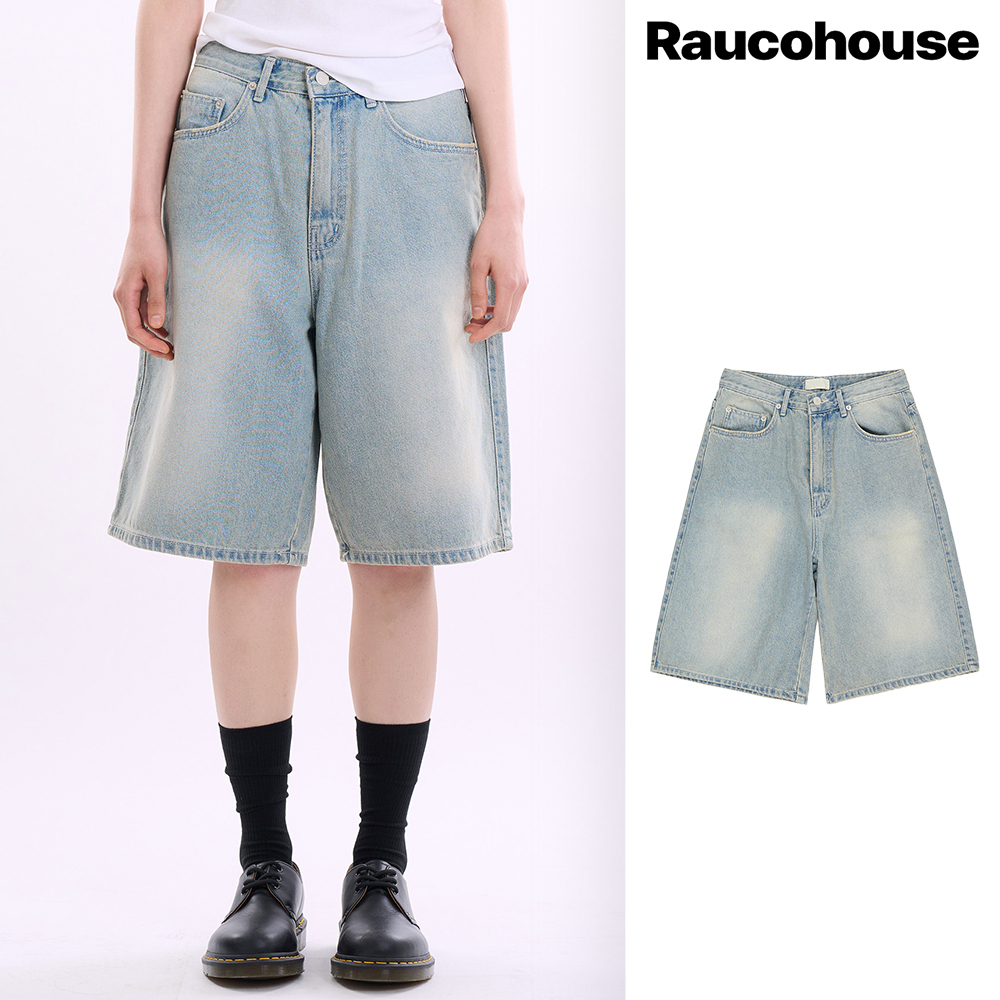 【Raucohouse】Ocean blue bermuda denim pants
