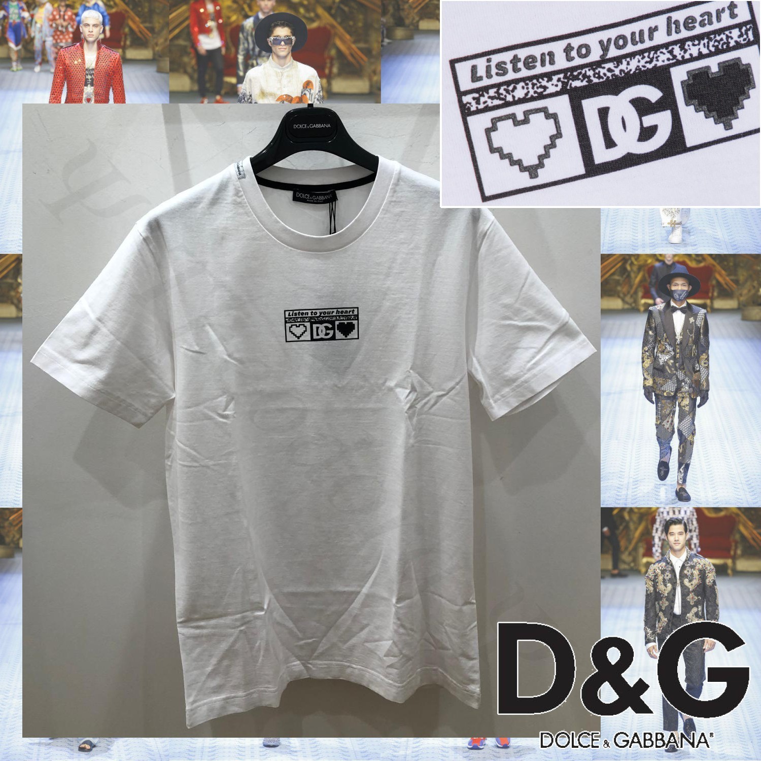 Dolce & Gabbana DGロゴ ハート コットン 半袖Tシャツ ホワイト