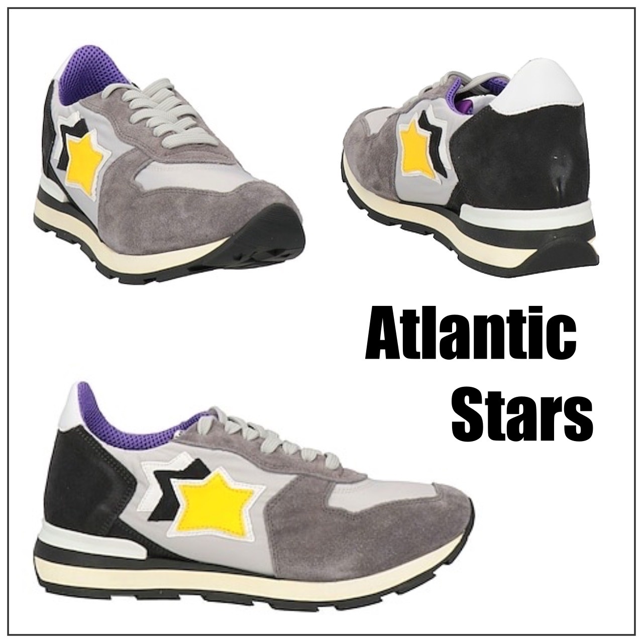 【Atlantic STARS】メンズ ロゴ スエード スニーカー グレー