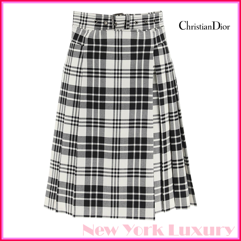 Christian Dior★素敵！Black & White Plaid Skirt