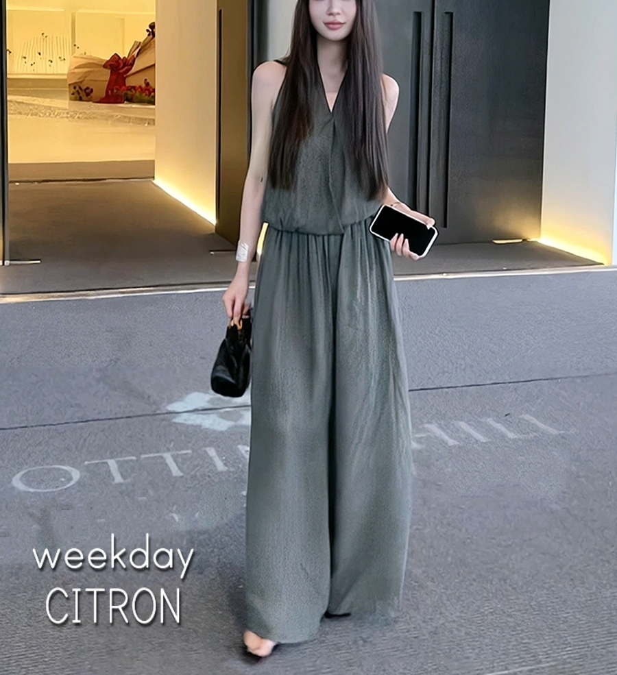 リュクス セットアップ ノースリーブ ワイドパンツ 韓国 cr4676