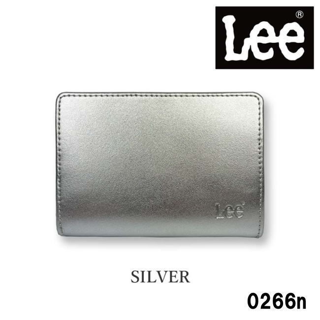 シルバー Lee リー メダルカラー 折財布 ラウンド 本革 0266n