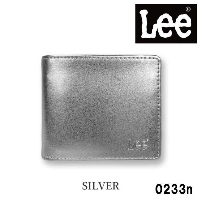 シルバー Lee リー メダルカラー 二折財布 フラップ 本革 0233n