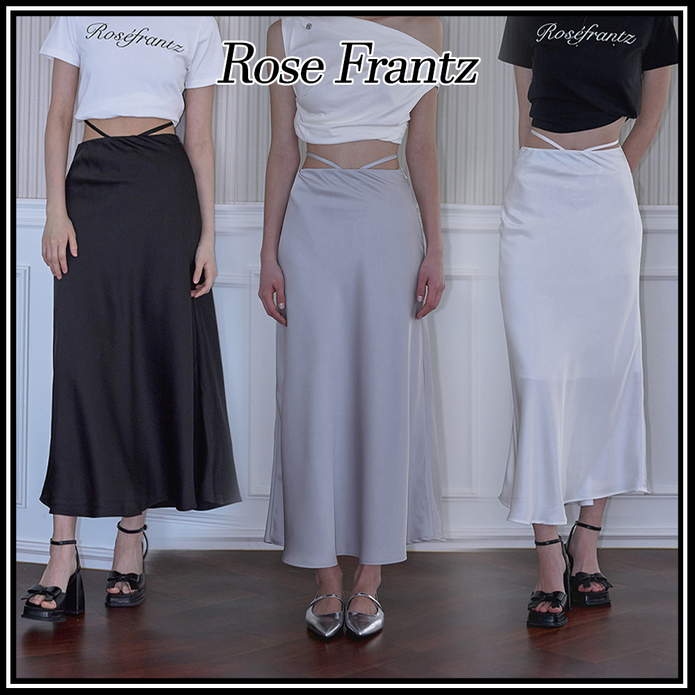 ロングスカート新作【Rose Frantz】Side Strap Satin Long Skirt