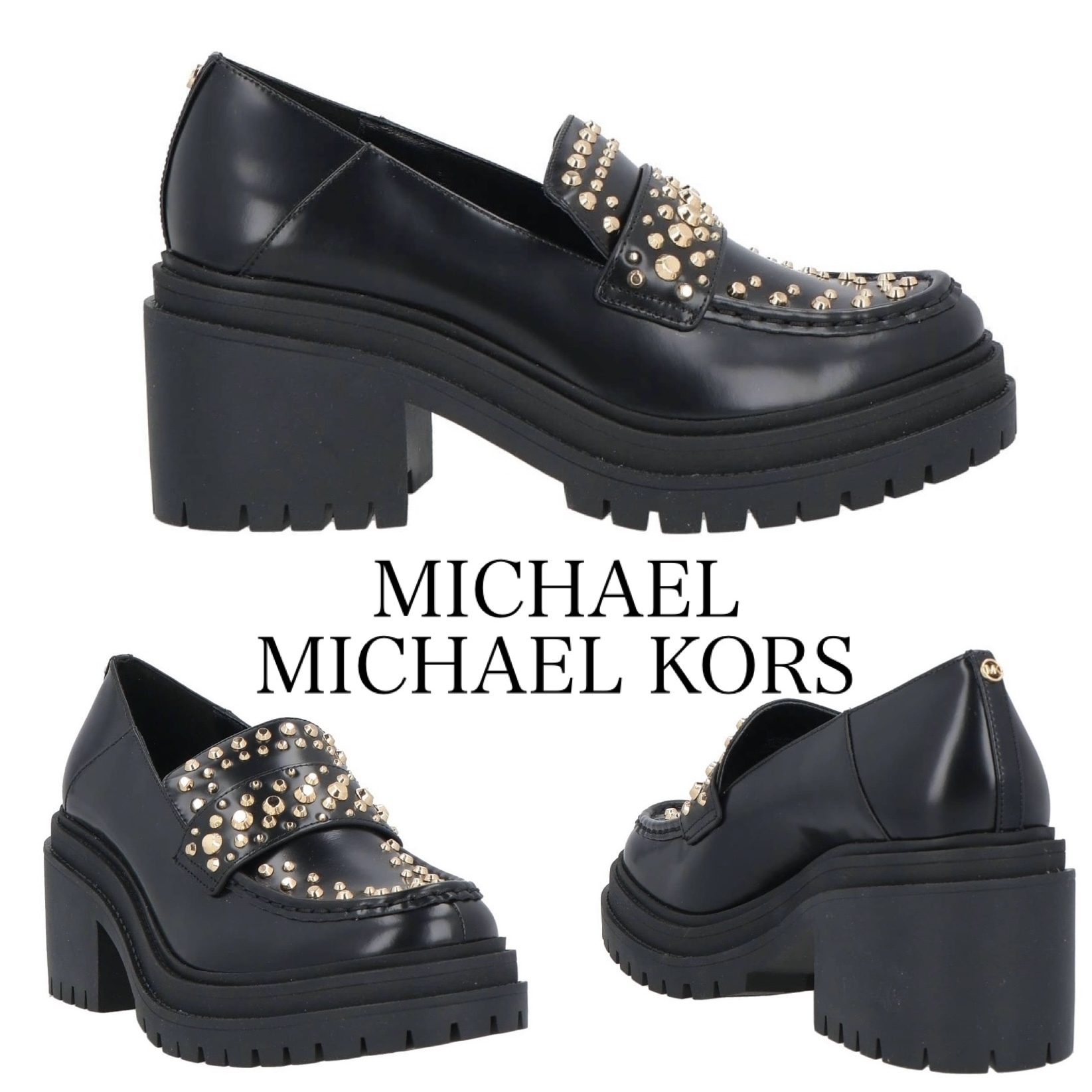 送料関税込☆MICHAEL MICHAEL KORS スタッズ チャンキーモカシン