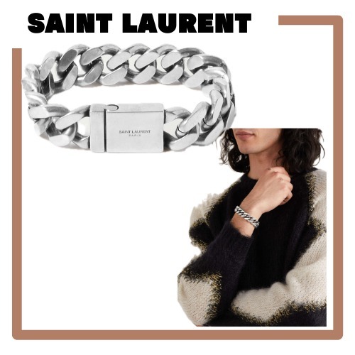 [SAINT LAURENT]シルバートーンのチェーンブレスレット