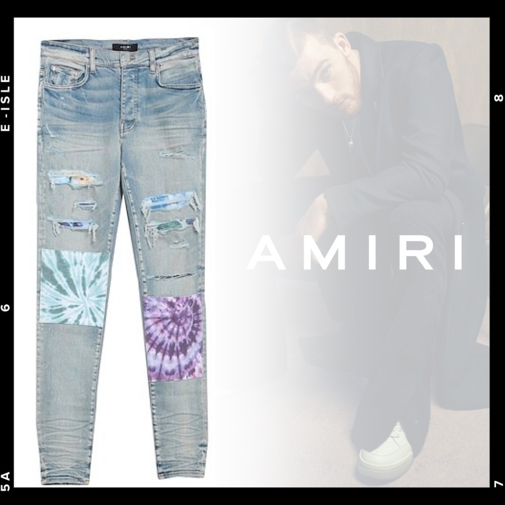 希少【AMIRI】ロゴ入りタイダイスキニージーンズ