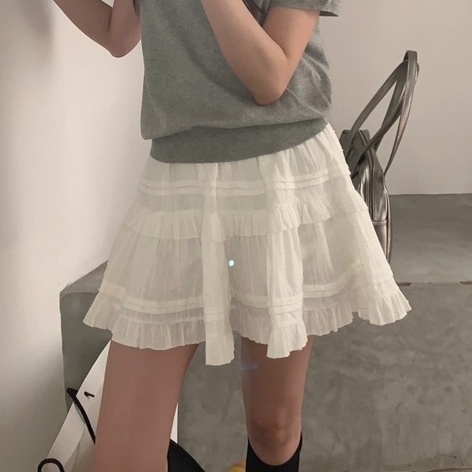 ミニスカート ティアード フリル 透け感 ガーリー フェミニン