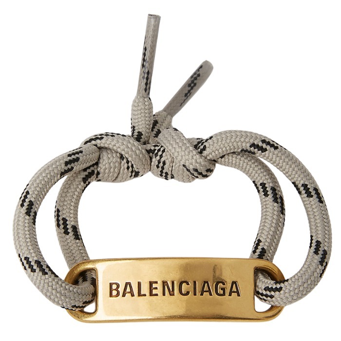【BALENCIAGA】ゴールド ロゴプレート ロープ ブレスレット