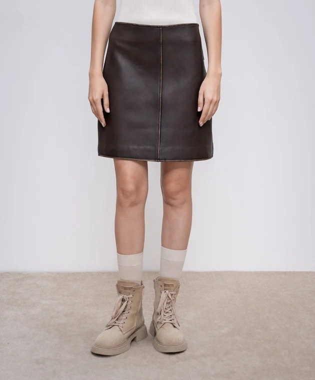 《送料無料》 MAX MARA Leather mini skirt ZELIA