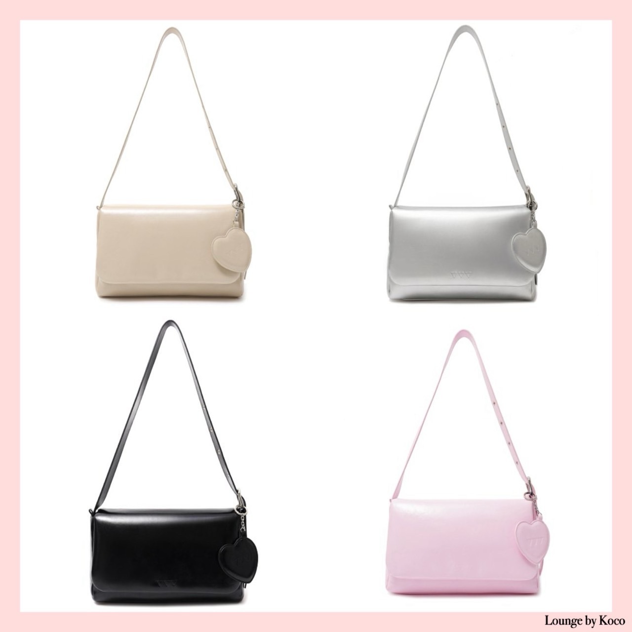 【VVV】Heart mirror padded shoulder cross bag