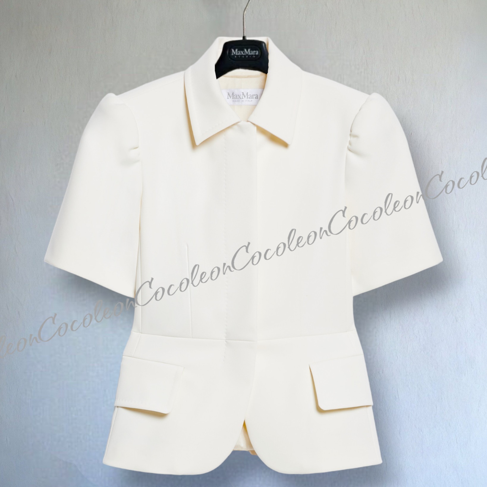 人気【MaxMara】Giacca aderente in sable stretch