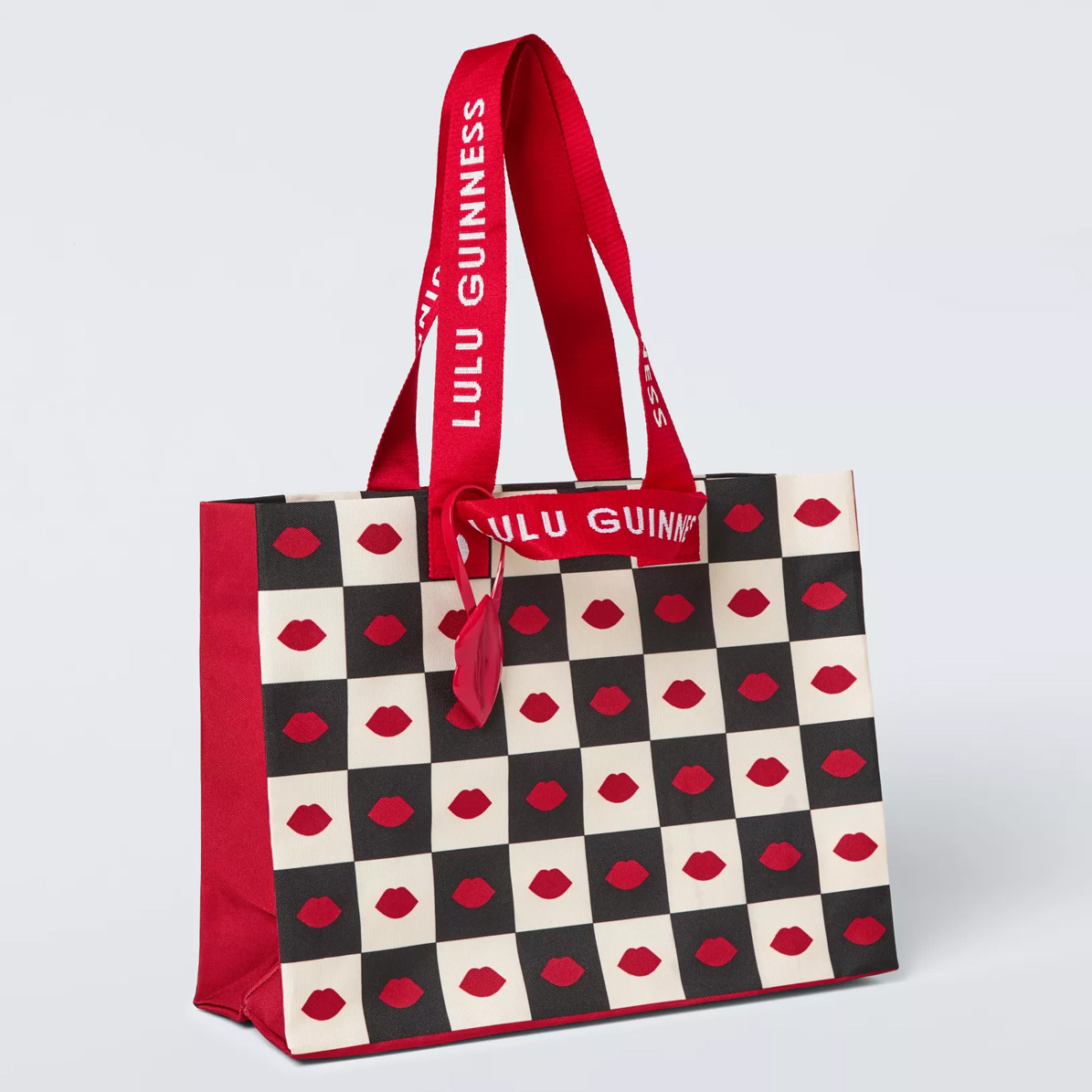 お礼や感謝伝えるプチギフト LULU GUINNESS☆Checkered Tote Bag トートバッグ【UK発】 (Lulu バッグ