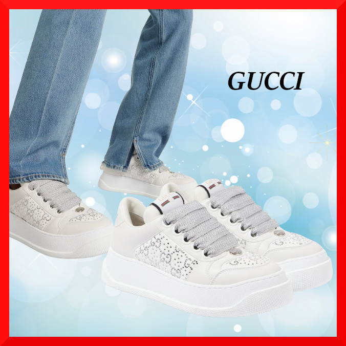 GUCCI☆関税込☆スクリーナー GG 装飾レザースニーカー