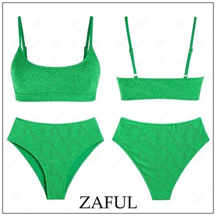 ZAFUL リブ バイカラー ビキニ グリーン 水着 送関税込 グリーン(緑)系 ZAFUL(ザフル) ビキニ(レディース) - 海外通販