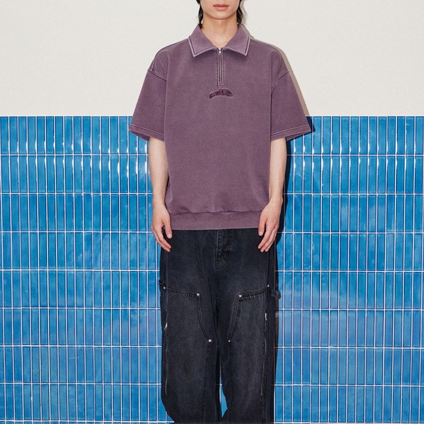 スウェット・トレーナー 1993STUDIO PIGMENT HALF ZIP-UP SWEAT SHIRT 4FK1077 1993STUDIO PIGMENT HALF ZIP-UP SWEAT SHIRT 4FK1077