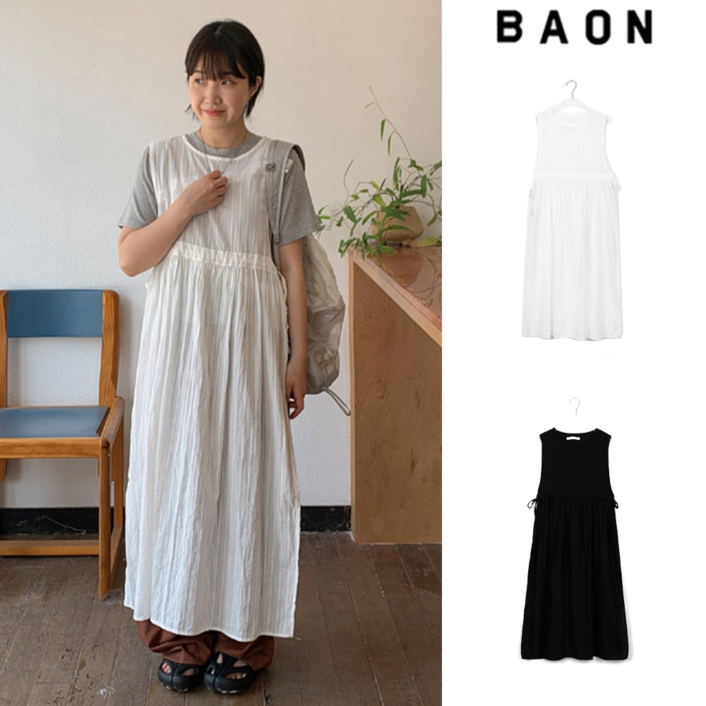【BAON】Shuiti lace strap layered long one piece