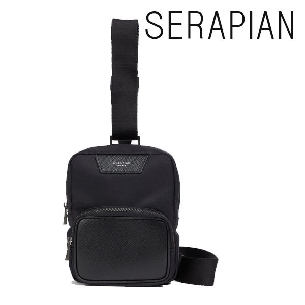 関税送料込 SERAPIAN ツイル ショルダーバッグ レザー トリム