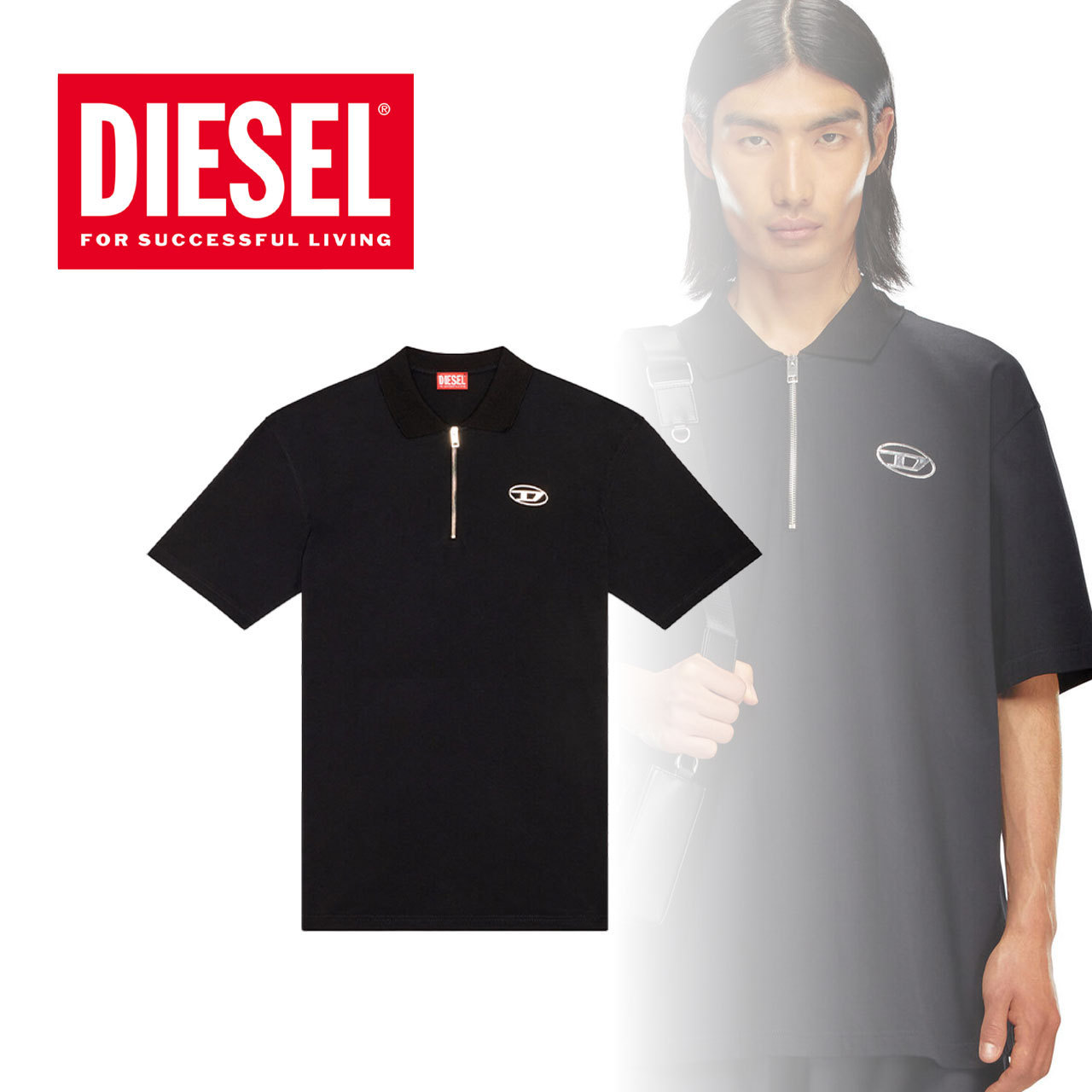 【DIESEL】ポロシャツハーフジップ T-Vor-Od