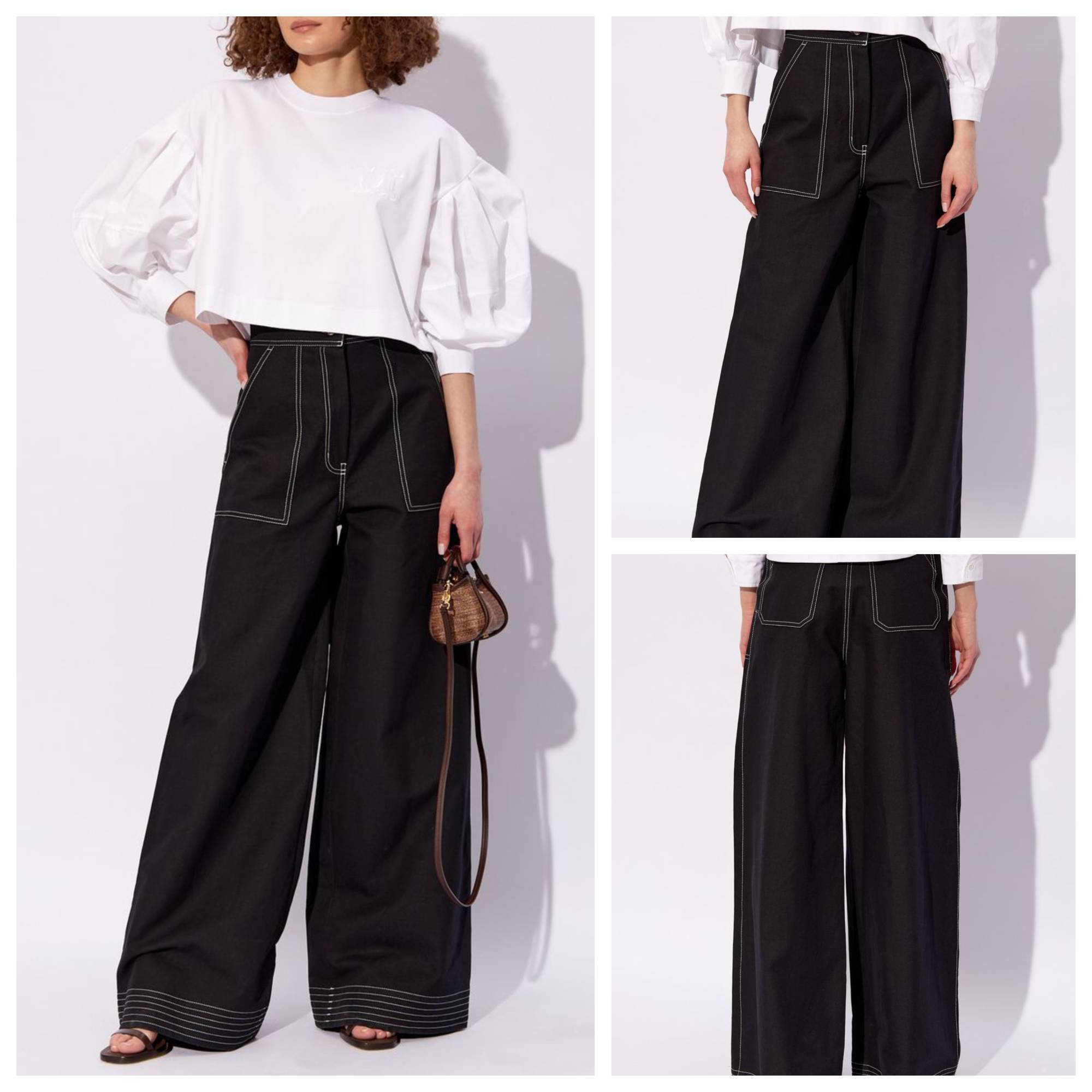 《送料無料》 MAXMARA Wide trousers in cotton and linen OBOLI