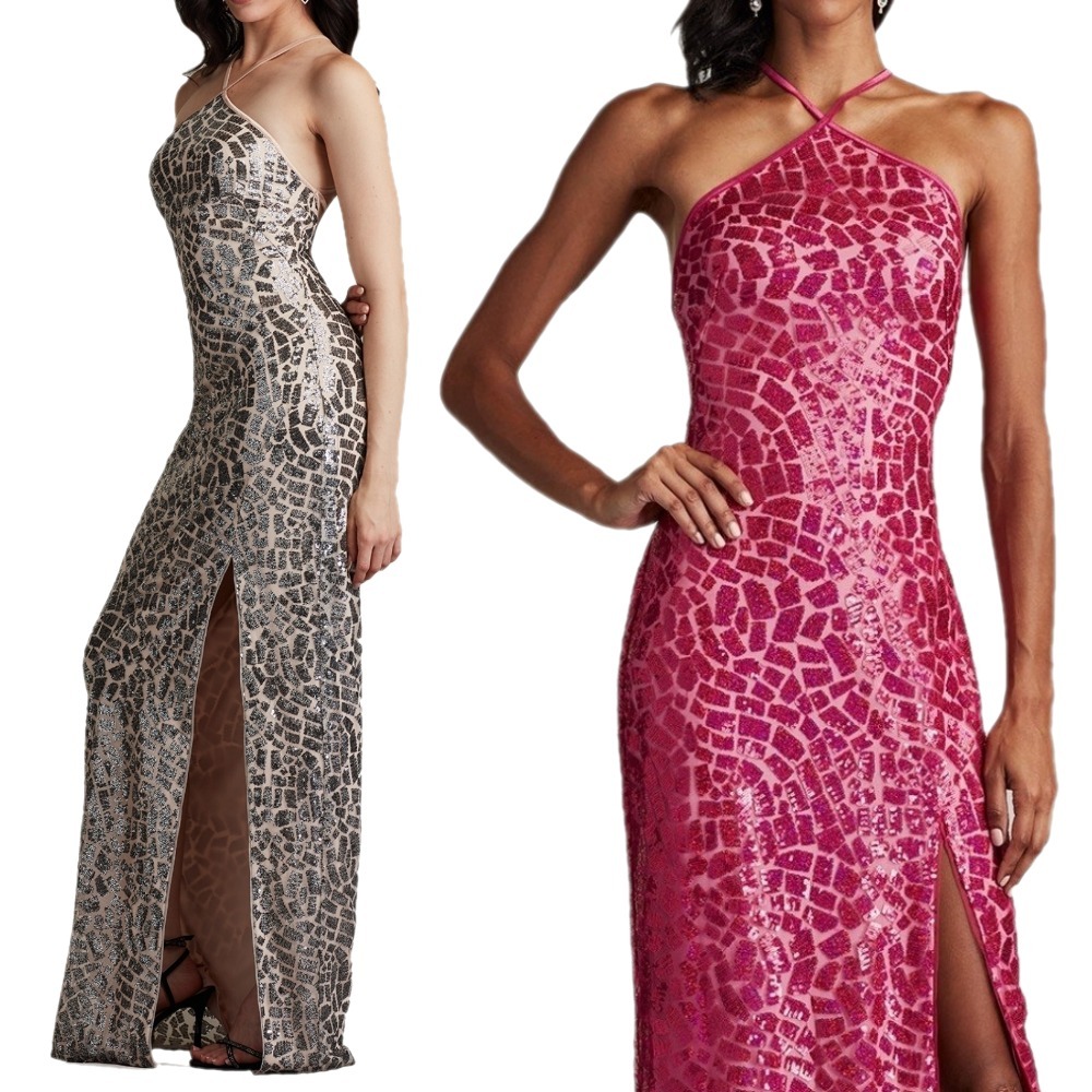 TADASHI SHOJI ホルターネック スパーンコール チュールドレス