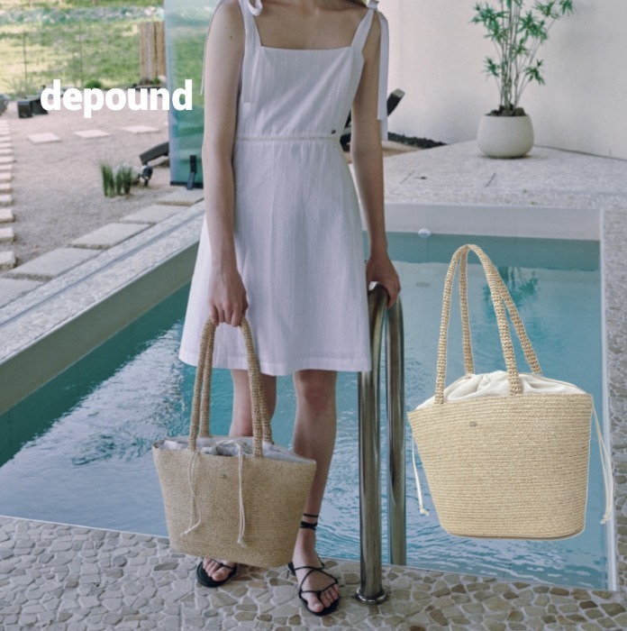 韓国シンプルおしゃれ【depound】raffia picnic bag(ショルダー)