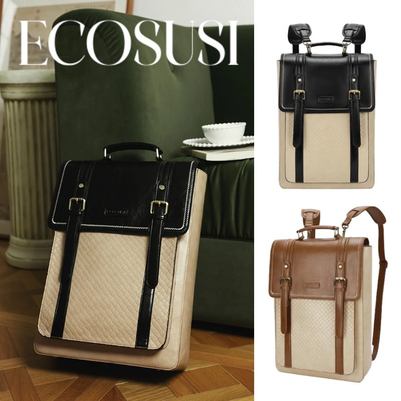 ECOSUSI Vegan Leather 15.6inch バックパック 送料/関税込