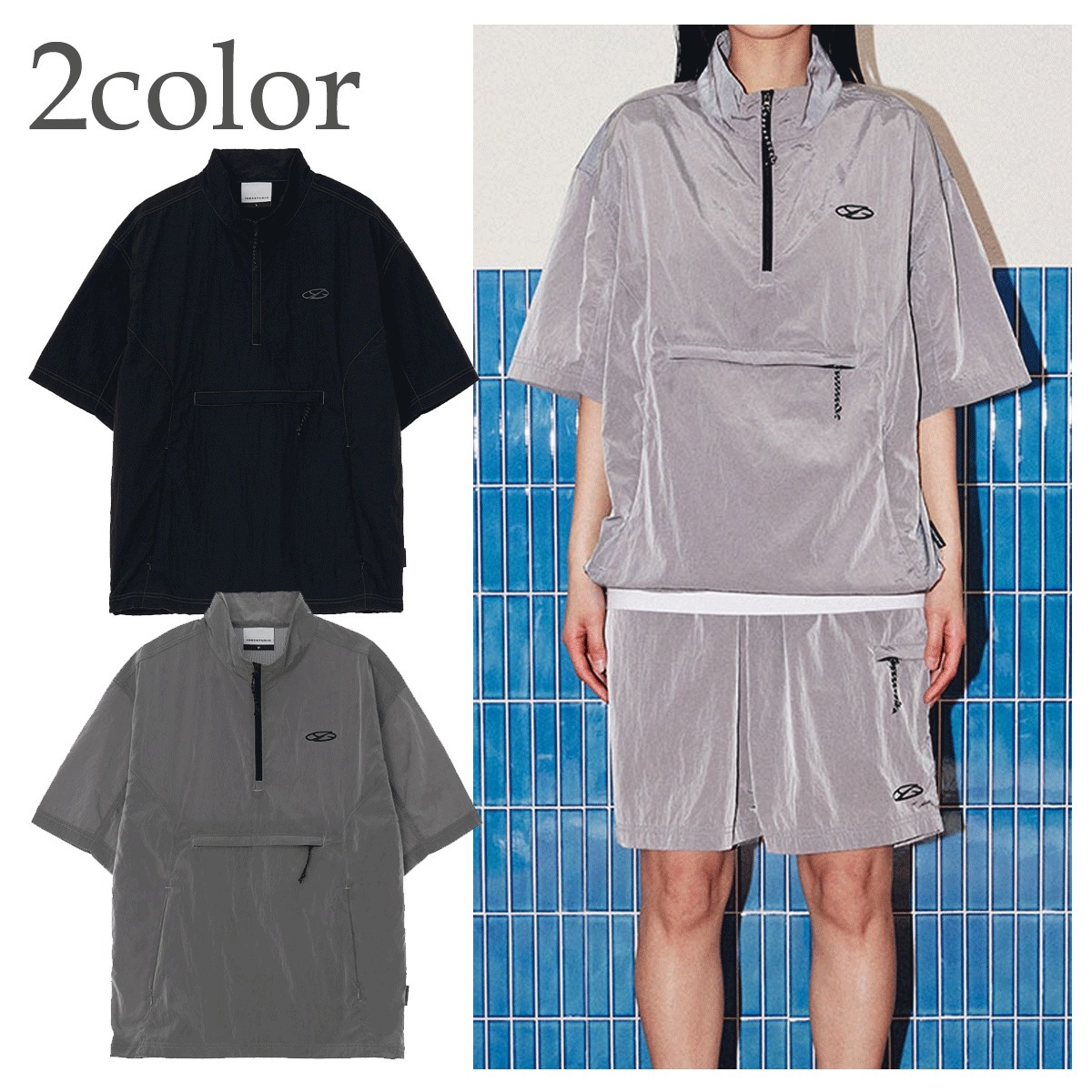 アウターその他 1993STUDIO SYMBOL LOGO NYLON HALF ZIP-UP PULLOVER 4FK1086