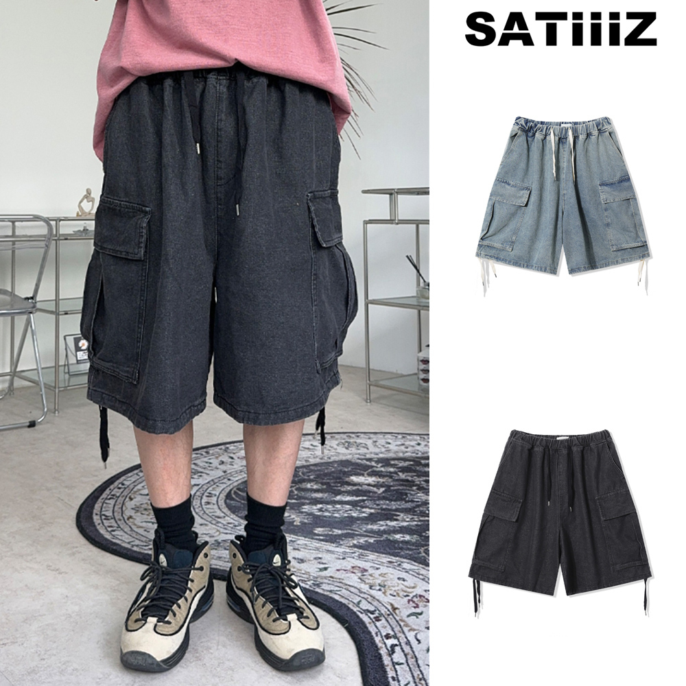 【SATIIIZ】Dale Cargo Bermuda Denim Pants