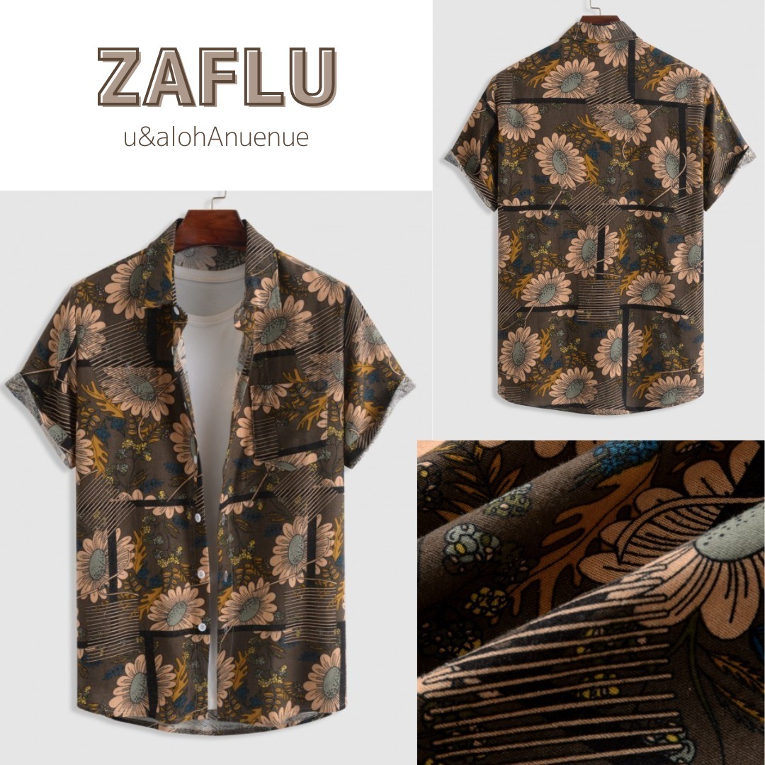 ZAFUL◆コットン＆リネン◆半袖◆シャツ[送料込]