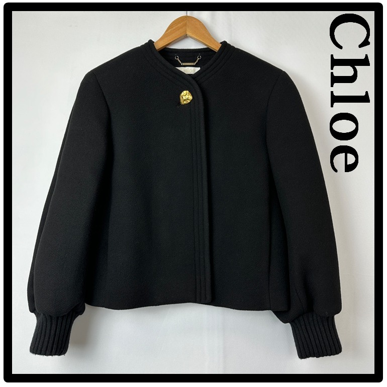 関税込★Chloe★バルーンスリーブ ウール ショートコート BLACK
