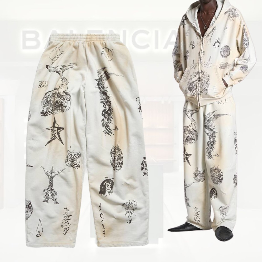 送料込+BALENCIAGA+TAT BAGGY スウェットパンツ