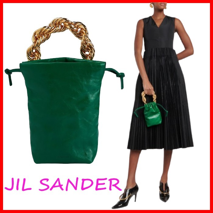 Jil Sander ロゴ チェーン レザー スモール トートバッグ