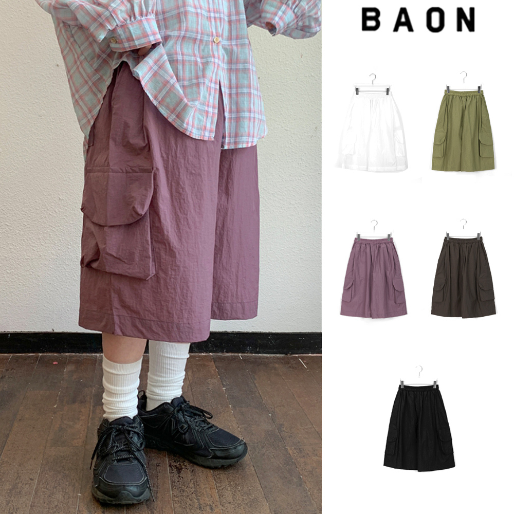【BAON】[unisex] Tenma Nylon Banding Bermuda Cargo Pants