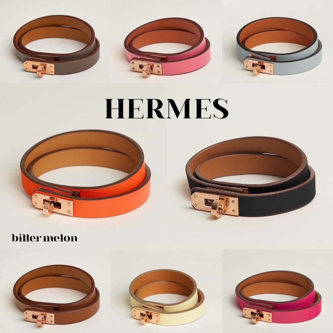HERMES◆ Mini Kelly ダブルツアー ブレスレット ローズゴールド