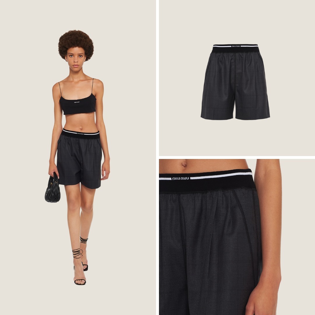 《送料無料》 MIU MIU Glen Plaid Bermuda shorts
