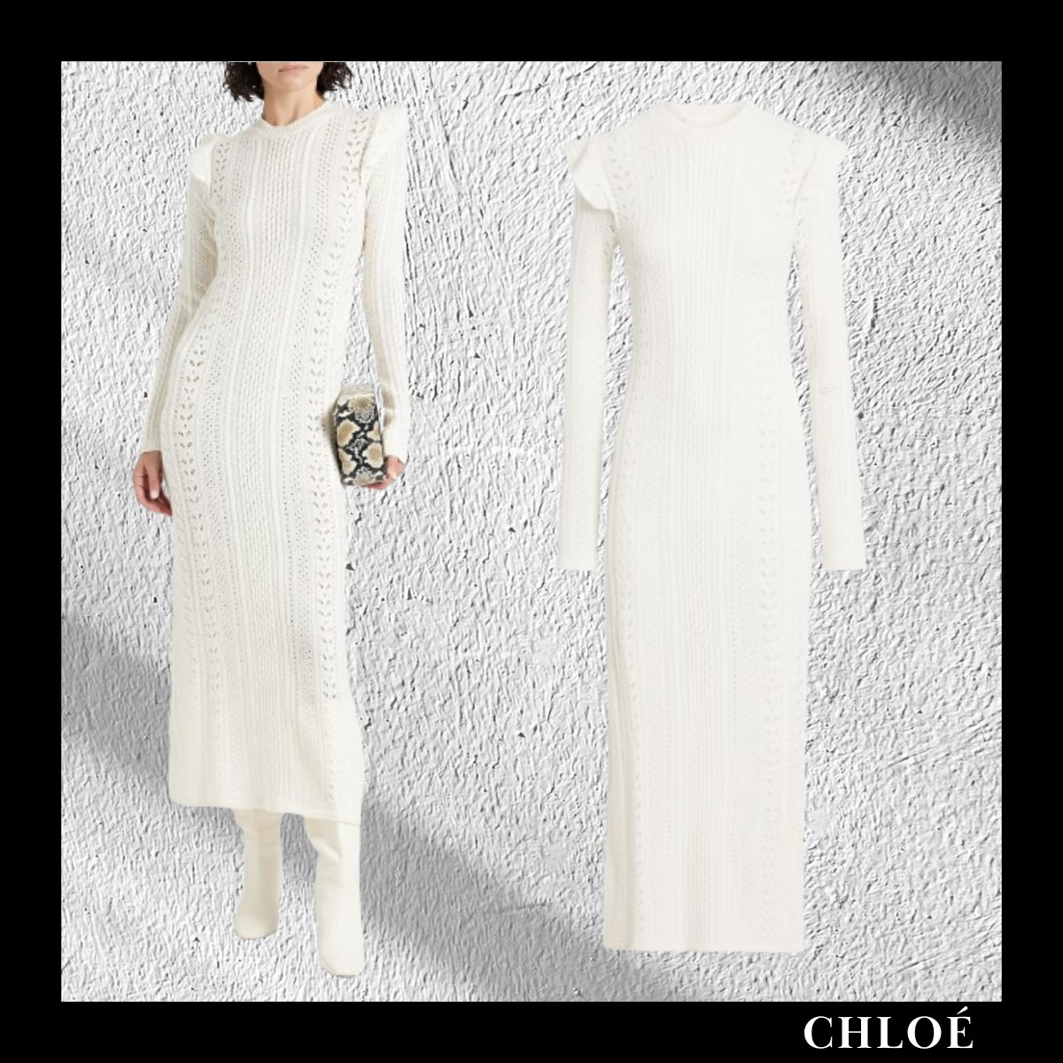 ＊送料・関税込み＊CHLOE ケーブルニット ミディワンピース