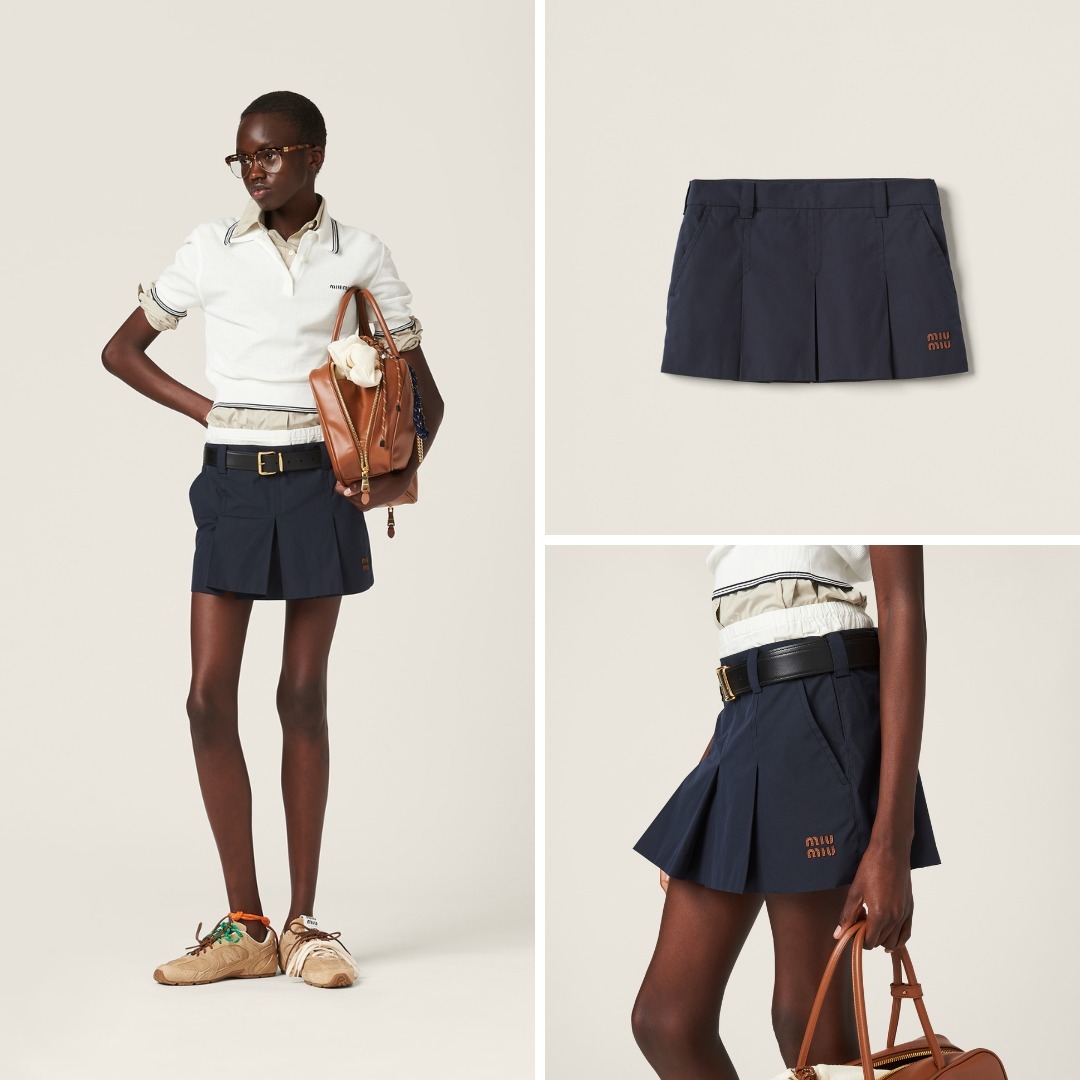 《送料無料》 MIU MIU Panama cotton miniskirt